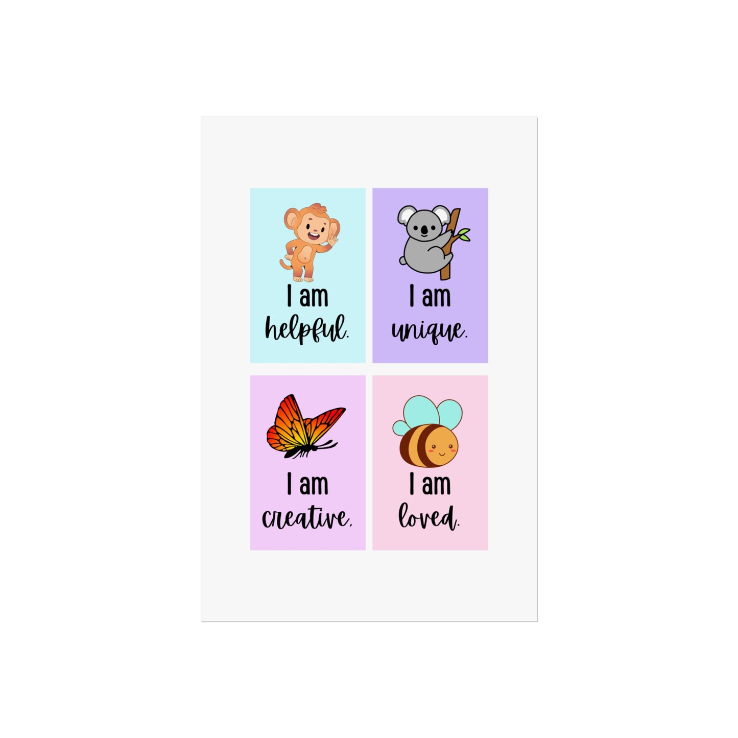 Kids affirmation animal card