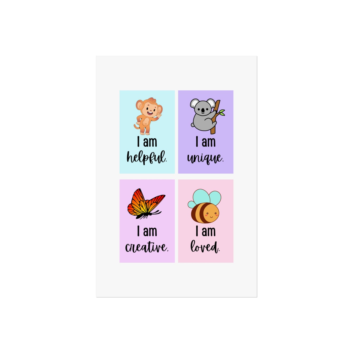 Kids affirmation animal card