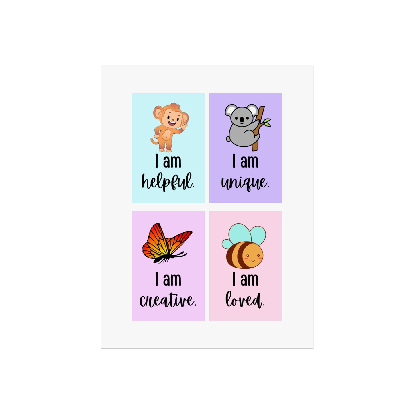 Kids affirmation animal card