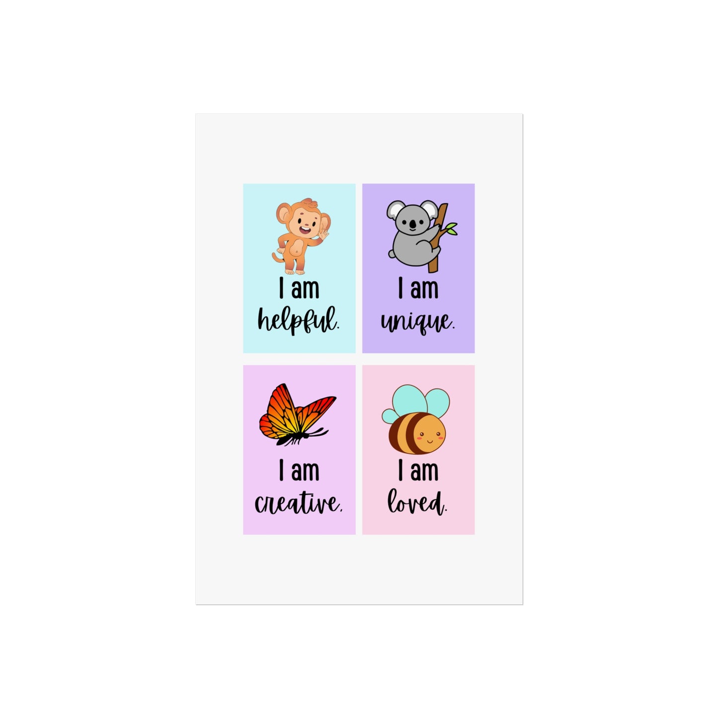 Kids affirmation animal card